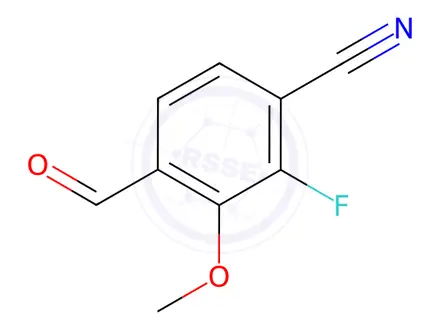 Chemical structure of 2-fluoro-4-formyl-3-methoxybenzonitrile