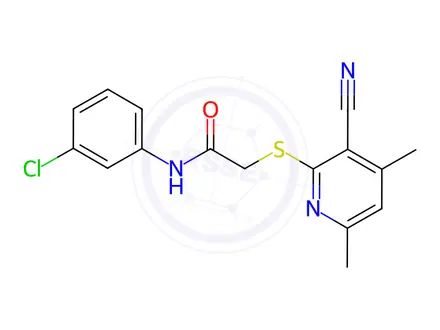 Chemical structure of N-(3-chlorophenyl)-2-((3-cyano-4,6-dimethylpyridin-2-yl)thio)acetamide