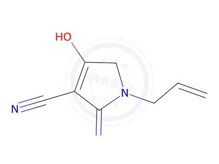 Chemical structure of 1H-Pyrrole-3-carbonitrile, 2-amino-4,5-dihydro-4-oxo-1-(2-propenyl)-(9CI)