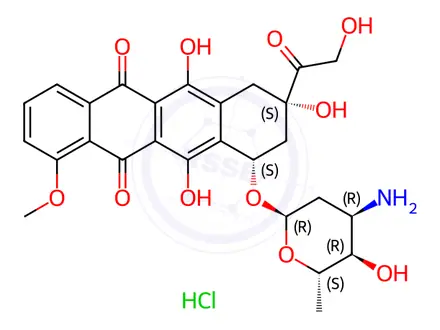 Chemical structure of 3,4-Diepi-Doxorubicin Hydrochloride