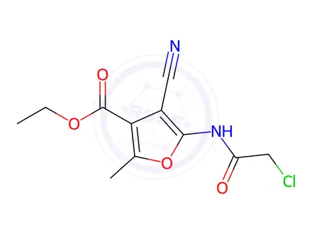 Chemical structure of Ethyl 5-(2-chloroacetamido)-4-cyano-2-methylfuran-3-carboxylate