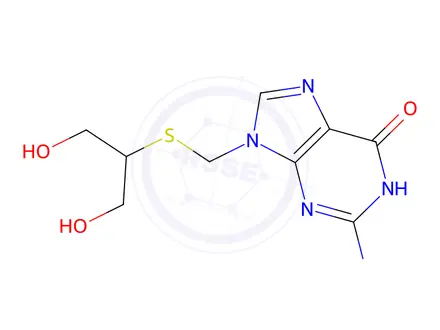 Chemical structure of 2-Amino-9-(((1,3-dihydroxypropan-2-yl)thio)methyl)-1H-purin-6(9H)-one