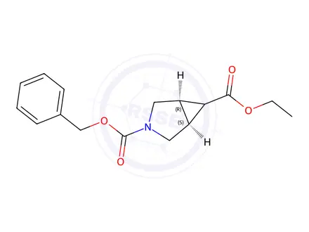 Chemical structure of (1R,5S,6s)-3-benzyl 6-ethyl 3-azabicyclo[3.1.0]hexane-3,6-dicarboxylate