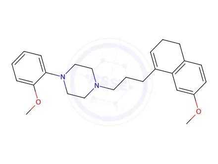 Chemical structure of 4-(3-(1,2-dihydro-6-methoxynaphthalen-4-yl)-n-propyl)-1-(2-methoxyphenyl)piperazine