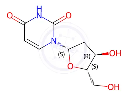 Chemical structure of 2,4(1H,3H)-Pyrimidinedione, 1-(2-deoxy-D-erythro-pentofuranosyl)