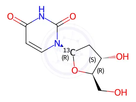 Chemical structure of 2’-Deoxyuridine-1’-13C