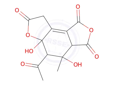 Chemical structure of 2-Cyclohexene-1,2-dicarboxylic anhydride, 5-acetyl-3-(carboxymethyl)-4,4,6-trihydroxy-6-methyl-,.gamma.-lactone