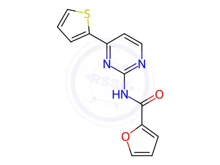 Chemical structure of N-(4-(thiophen-2-yl)pyrimidin-2-yl)furan-2-carboxamide