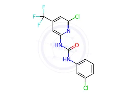 Chemical structure of N-(3-chlorophenyl)-N'-[6-chloro-4-(trifluoromethyl)-2-pyridyl]urea