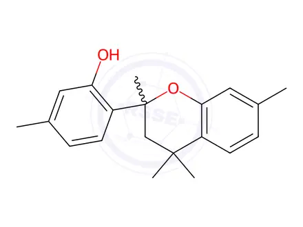 Chemical structure of 5-methyl-2-(2,4,4,7-tetramethylchroman-2-yl)phenol