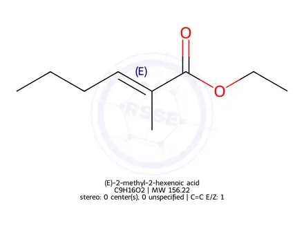 Chemical structure of (E)-2-methyl-2-hexenoic acid