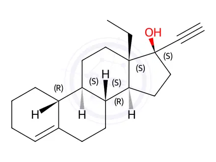 Chemical structure of 13-Ethyl-18,19-dinor-17α-pregn-4-en-20-yn-17-ol (~90%)(Levo Norgestrel Impurity)