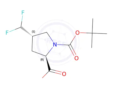 Chemical structure of (2R,4S)-1-(tert-Butoxycarbonyl)-4-(difluoromethyl)pyrrolidine-2-carboxylic acid
