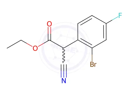 Chemical structure of ethyl 2-(2-bromo-4-fluorophenyl)-2-cyanoacetate