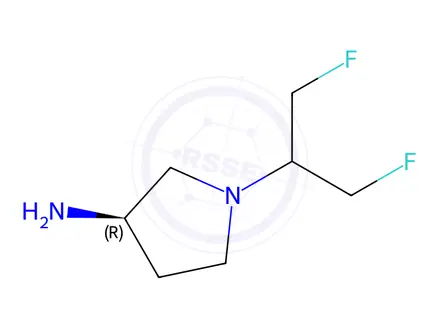 Chemical structure of 3-Pyrrolidinamine, 1-[2-fluoro-1-(fluoromethyl)ethyl]-, hydrochloride (1:2), (3R)-