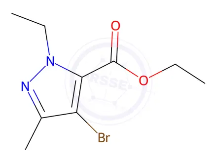 Chemical structure of Ethyl 4-Bromo-2-ethyl-5-methyl-pyrazole-3-carboxylate