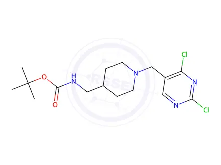 Chemical structure of tert-Butyl ((1-((2,4-dichloropyrimidin-5-yl)methyl)piperidin-4-yl)methyl)carbamate