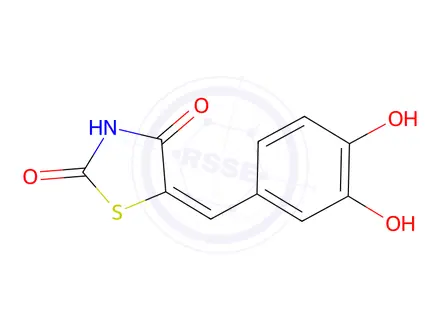 Chemical structure of (E)-5-(3,4-Dihydroxybenzylidene)thiazolidine-2,4-dione