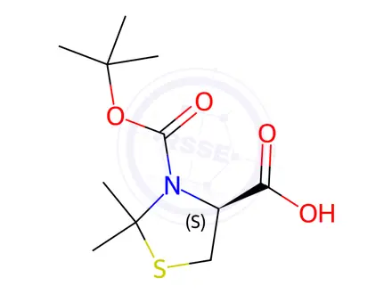 Chemical structure of (S)-3-Boc-2,2-dimethylthiazolidine-4-carboxylic acid