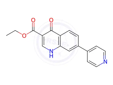 Chemical structure of ethyl 1,4-dihydro-4-oxo-7-(4-pyridyl)quinoline-3-carboxylate