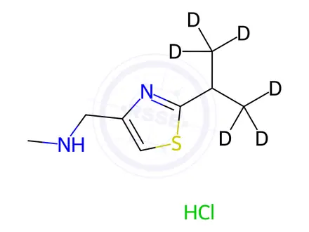 Chemical structure of N-Methyl-N-[(2-isopropyl-1,1,1,3,3,3-d6]-4-thiazolyl)methyl)amine, Hydrochloride Salt
