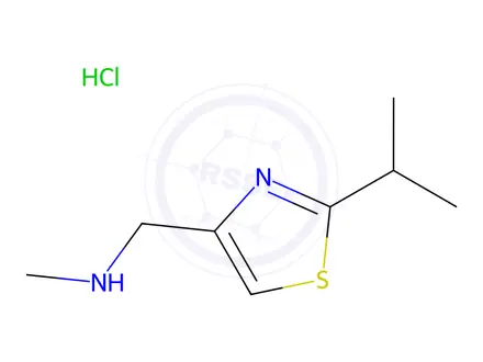 Chemical structure of 2-Isopropyl-4(((N-methyl)amino)methyl)thiazole hydrochloride