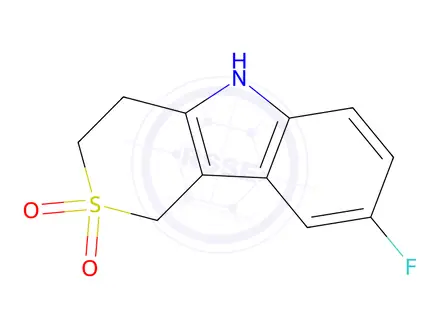 Chemical structure of 8-Fluoro-1,3,4,5-tetrahydrothiopyrano[4,3-b]indole 2,2-dioxide