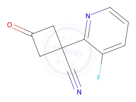 Chemical structure of 1-(3-fluoropyridin-2-yl)-3-oxocyclobutane-1-carbonitrile