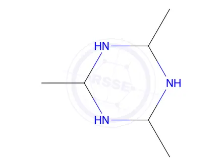 Chemical structure of 2,4,6-trimethyl-1,3,5-triazinane trihydrate