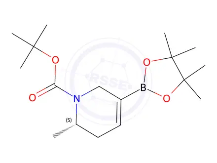 Chemical structure of tert-butyl (2S)-2-methyl-5-(4,4,5,5-tetramethyl-1,3,2-dioxaborolan-2-yl)-3,6-dihydro-2H-pyridine-1-carboxylate