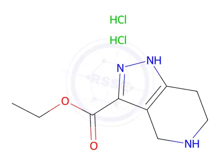 Chemical structure of Ethyl 4,5,6,7-tetrahydro-1H-pyrazolo[4,3-c]pyridine-3-carboxylate dihydrochloride