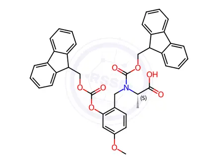 Chemical structure of FMOC-(FMOCHMB)ALA-OH