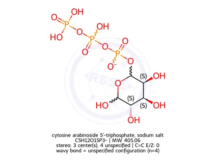 Chemical structure of cytosine arabinoside 5'-triphosphate, sodium salt