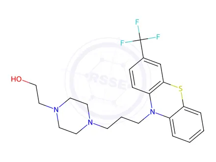 Chemical structure of 4-[3-[3-(Trifluoromethyl) phenothiazin-10-yl] propyl]-1-piperazineethanol
