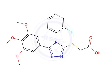 Chemical structure of 2-{[4-(2-fluorophenyl)-5-(3,4,5-trimethoxyphenyl)-4h-1,2,4-triazol-3-yl]sulfanyl}acetic acid