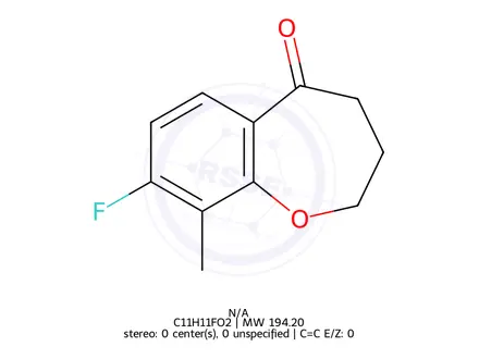 Chemical structure of 8-Fluoro-9-methyl-3,4-dihydrobenzo[b]oxepin-5(2H)-one