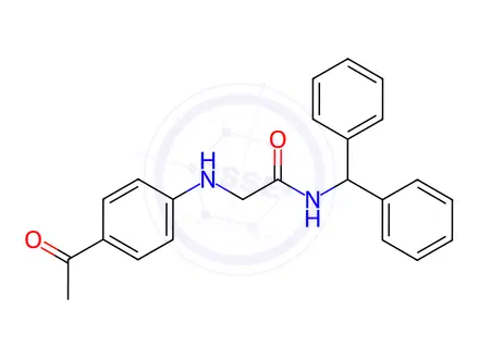Chemical structure of Acetamide, 2-[(4-acetylphenyl)amino]-N-(diphenylmethyl)-