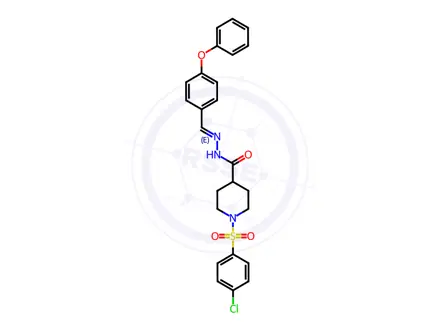 Chemical structure of 1-[(4-chlorophenyl)sulfonyl]-N'-[(E)-(4-phenoxyphenyl)methylidene]-4-piperidinecarbohydrazide