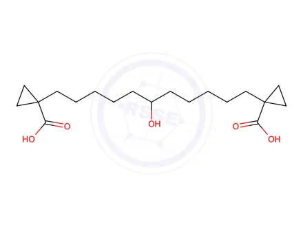 Chemical structure of 1-[11-(1-carboxycyclopropyl)-6-hydroxyundecyl]-1-cyclopropanecarboxylic acid