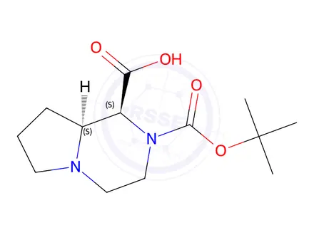 Chemical structure of (1S,8aS)-2-(tert-butoxycarbonyl)octahydropyrrolo[1,2-a]pyrazine-1-carboxylic acid