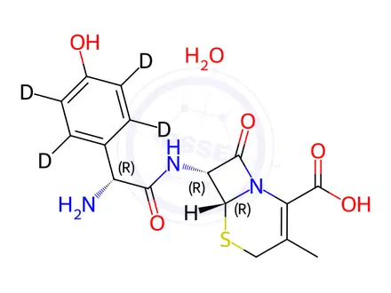 Chemical structure of p-Hydroxycephalexine-d4 Monohydrate