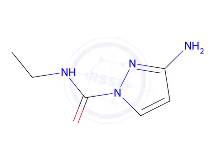 Chemical structure of 1H-Pyrazole-1-carboxamide,3-amino-N-ethyl-(9CI)