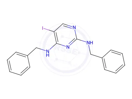 Chemical structure of 5-Iodo-N2,N4-bis(phenylmethyl)-2,4-pyrimidinediamine