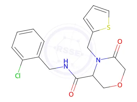 Chemical structure of N-(2-Chlorobenzyl)-5-oxo-4-(thiophen-2-ylmethyl)morpholine-3-carboxamide