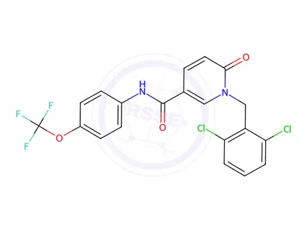 Chemical structure of 1-[(2,6-Dichlorophenyl)methyl]-6-oxo-N-[4-(trifluoromethoxy)phenyl]-1,6-dihydropyridine-3-carboxamide