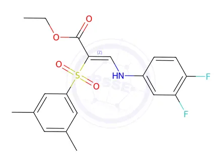 Chemical structure of Ethyl (Z)-3-((3,4-difluorophenyl)amino)-2-((3,5-dimethylphenyl)sulfonyl)acrylate