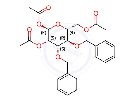 Chemical structure of 3,4-Di-O-benzyl-1,2,6-tri-O-acetyl-α-D-mannopyranose