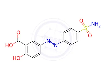 Chemical structure of 2-Hydroxy-5-((4-sulfamoylphenyl)diazenyl)benzoic Acid