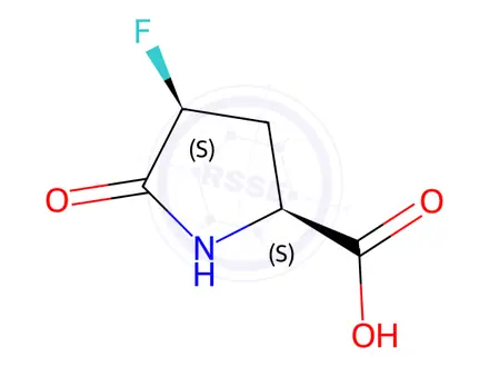 Chemical structure of (2S,4S)-4-fluoro-5-oxopyrrolidine-2-carboxylic acid