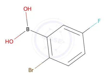 Chemical structure of 2-Bromo-5-fluorobenzeneboronic acid, 97%